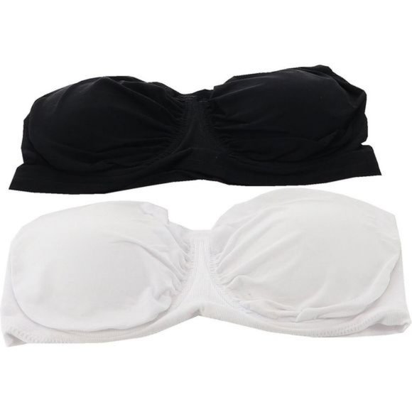 NWT RHONDA SHEAR 2 PIECE ANTIMICROBIAL UNDERWIRE BANDEAU BRA'S BLACK & WHITE - Picture 1 of 12